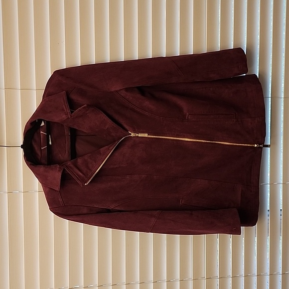 Chicos Elongated Plum Faux Suede Jacket Sz 0 (4) - Picture 1 of 7